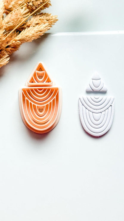 Zuri Polymer Clay Cutter: Layered Drop Shape with Semi-Circle Line Texture