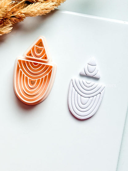 Zuri Polymer Clay Cutter: Layered Drop Shape with Semi-Circle Line Texture