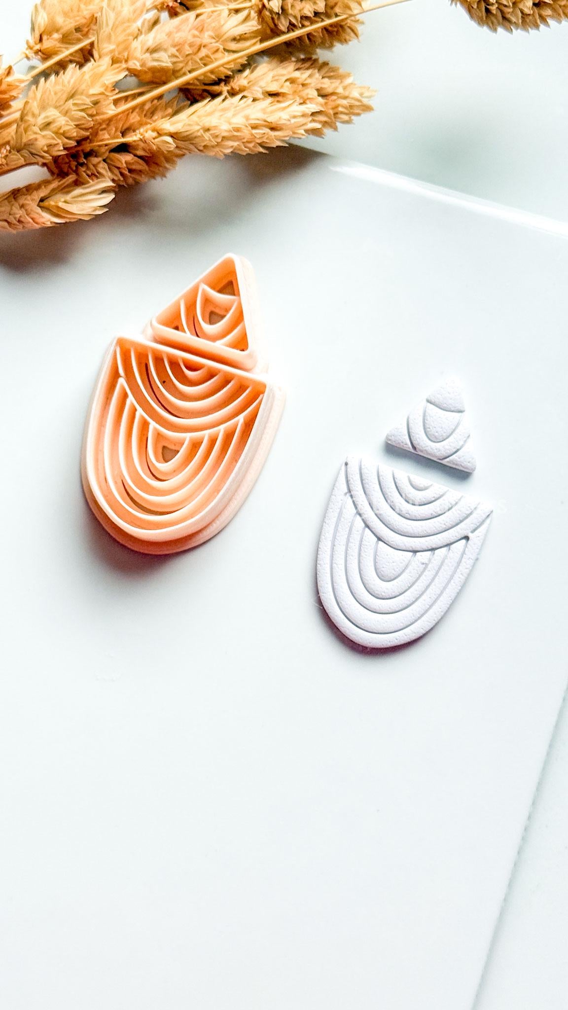 Zuri Polymer Clay Cutter: Layered Drop Shape with Semi-Circle Line Texture