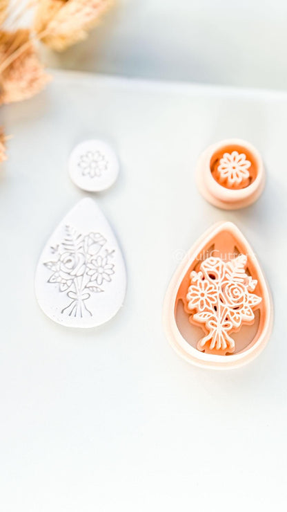 Naris Bouquet Clay Cutter: Layered Floral Teardrop Design
