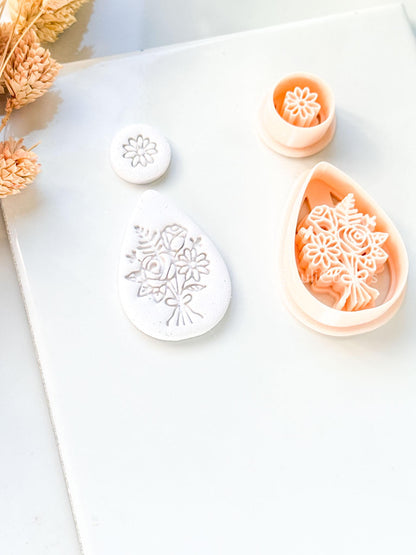 Naris Bouquet Clay Cutter: Layered Floral Teardrop Design