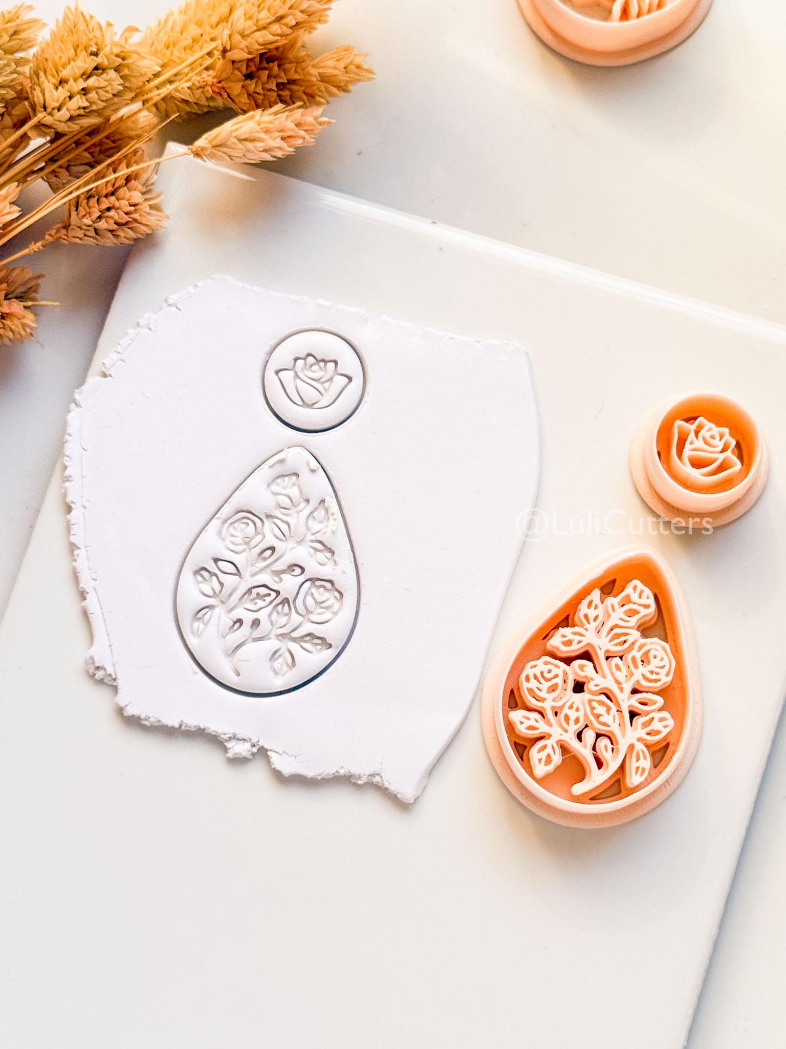 Elodie Garden Clay Cutter: Layered Floral Teardrop Design