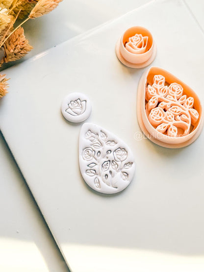 Elodie Garden Clay Cutter: Layered Floral Teardrop Design