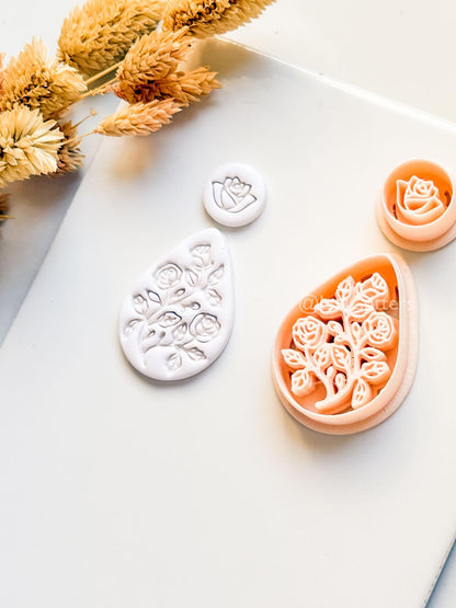 Elodie Garden Clay Cutter: Layered Floral Teardrop Design