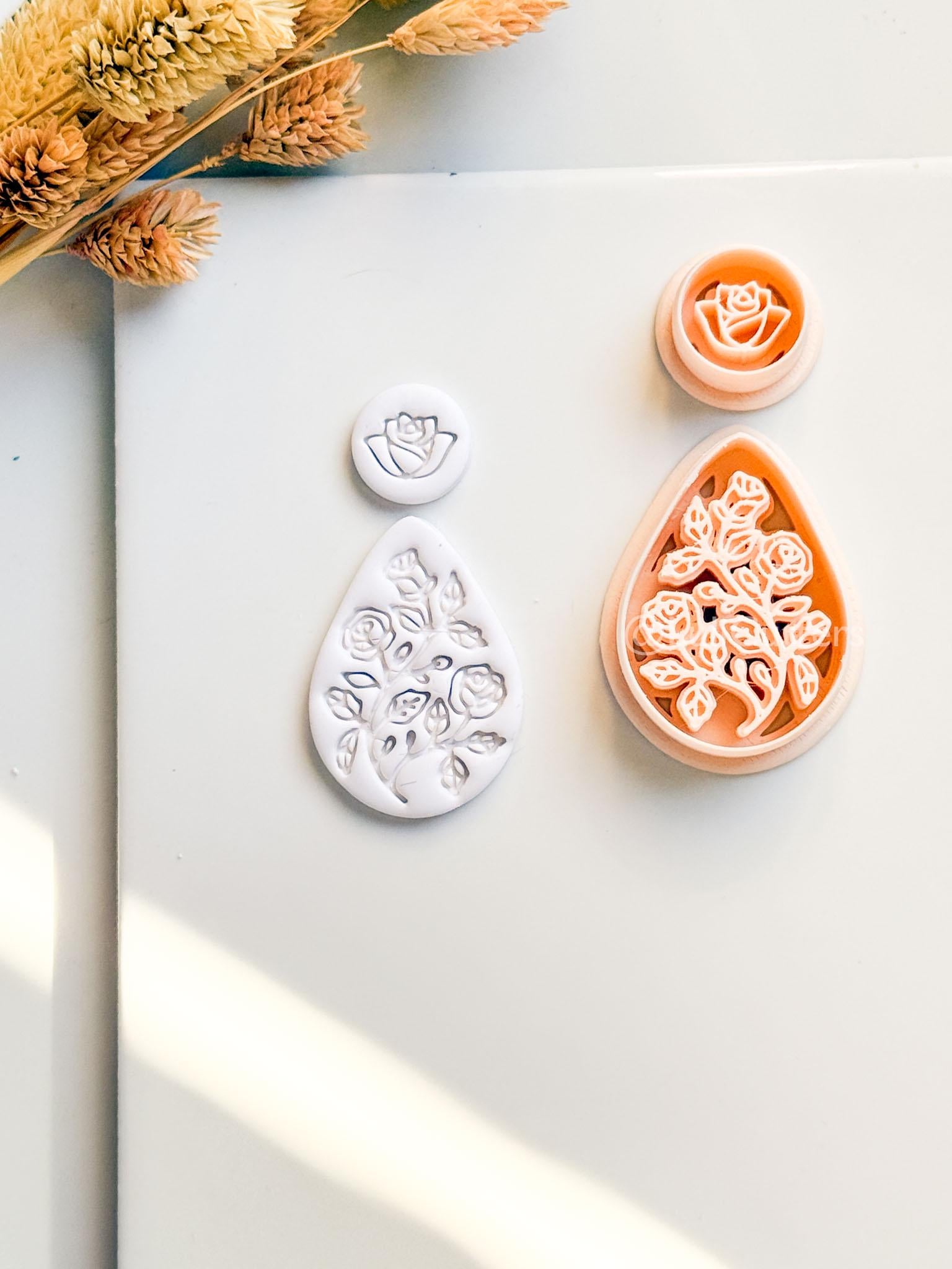 Elodie Garden Clay Cutter: Layered Floral Teardrop Design