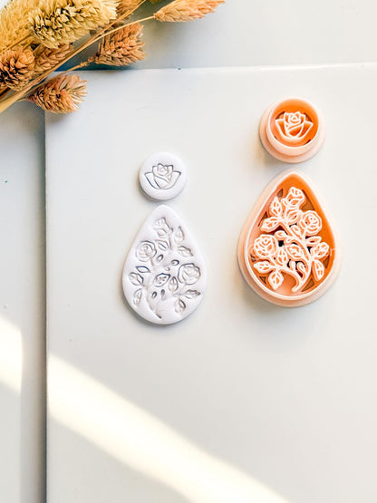 Elodie Garden Clay Cutter: Layered Floral Teardrop Design