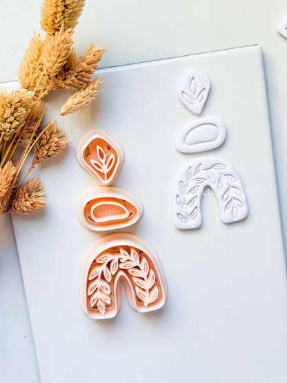 Neris Arch Clay Cutter: Layered Leafy Arch Dangle Design
