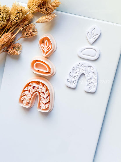 Neris Arch Clay Cutter: Layered Leafy Arch Dangle Design