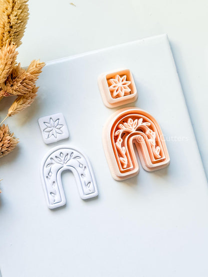 Celine Arch Clay Cutter: Floral Layered Rainbow Design