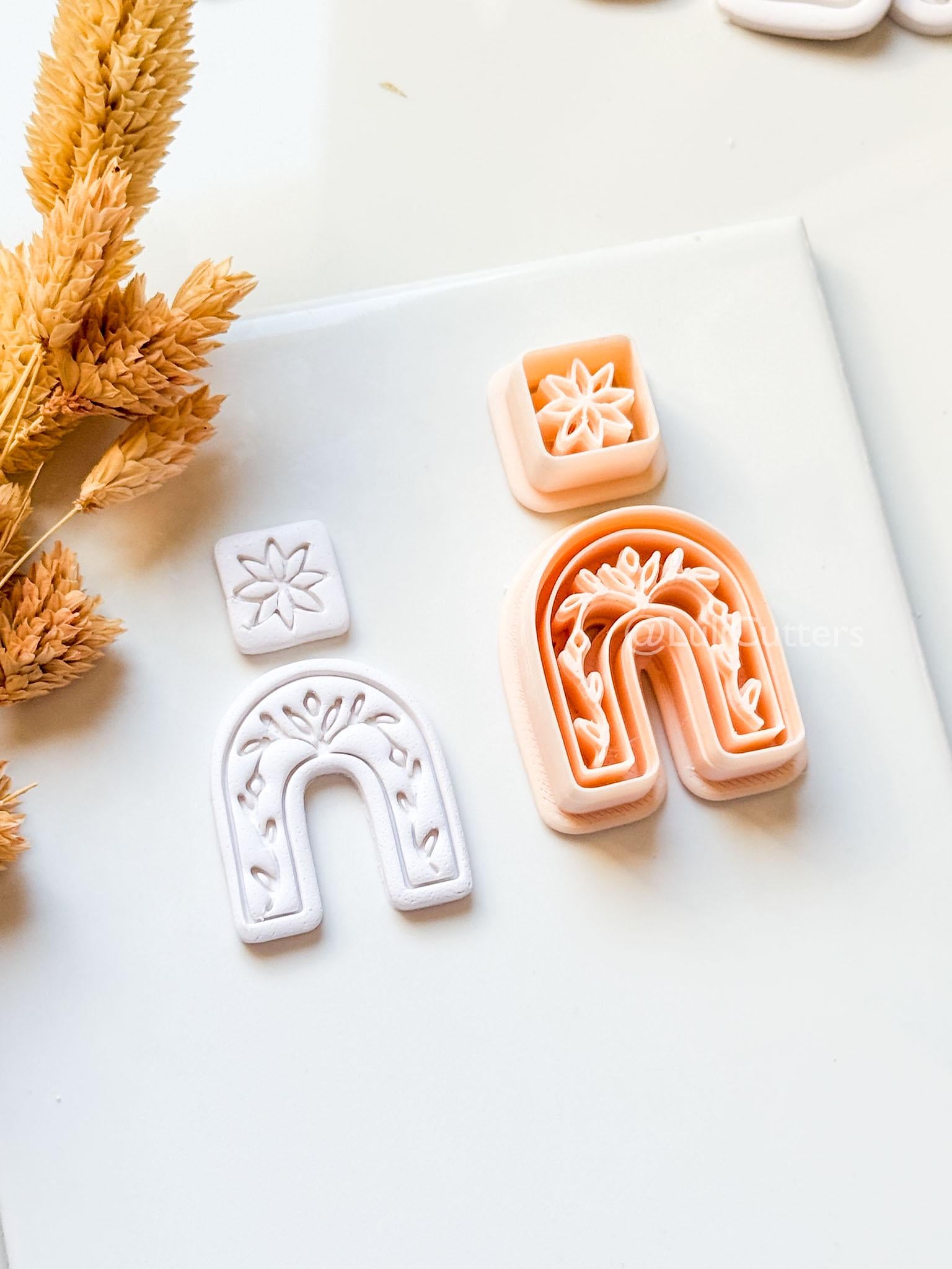 Celine Arch Clay Cutter: Floral Layered Rainbow Design