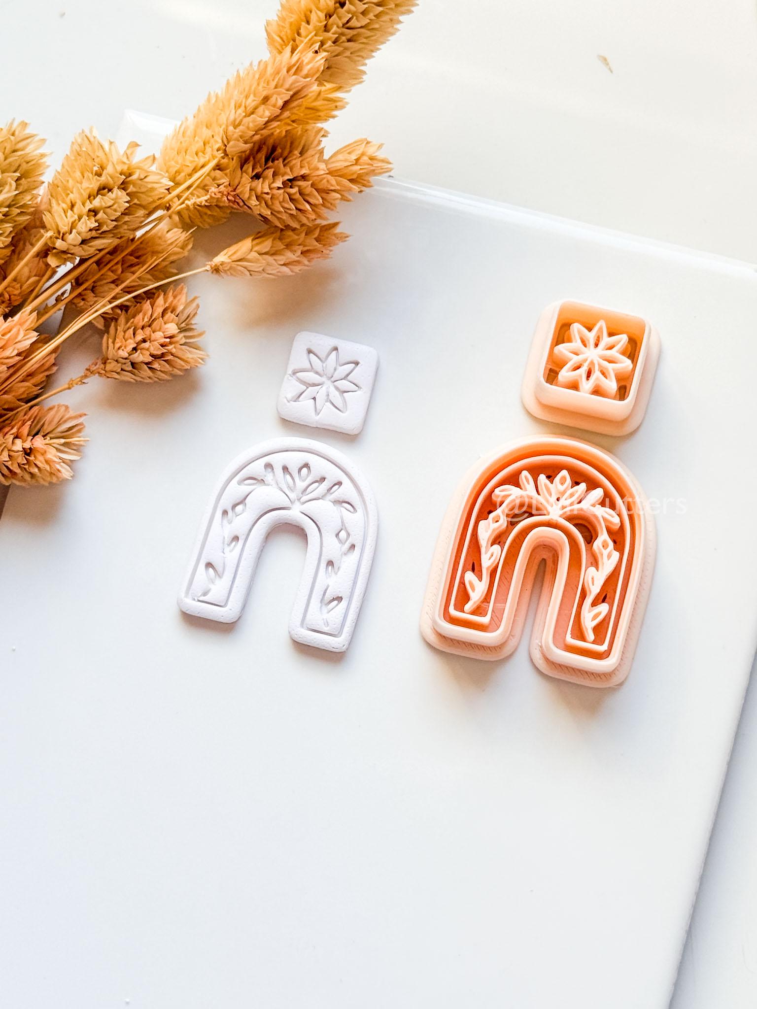 Celine Arch Clay Cutter: Floral Layered Rainbow Design