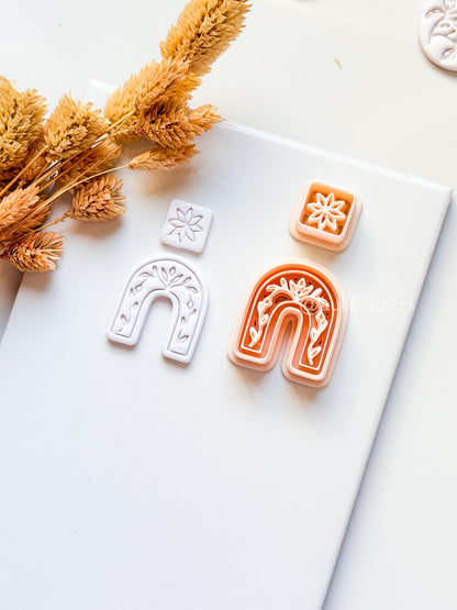 Celine Arch Clay Cutter: Floral Layered Rainbow Design