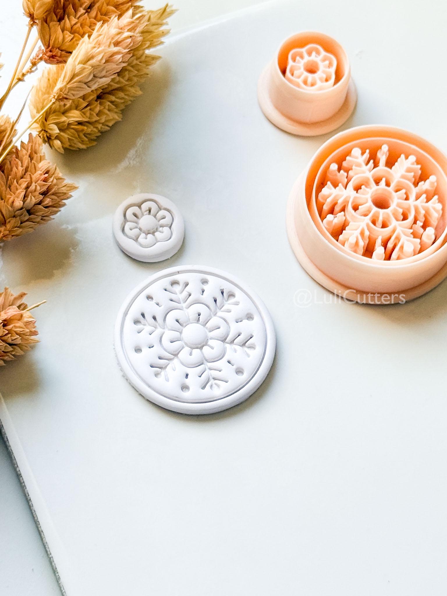 Feya Clay Cutter: Layered Round Floral Snowflake Design