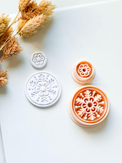 Feya Clay Cutter: Layered Round Floral Snowflake Design