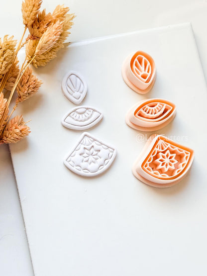 Bruna Dangle Clay Cutter Set: Layered Geometric Drop Design