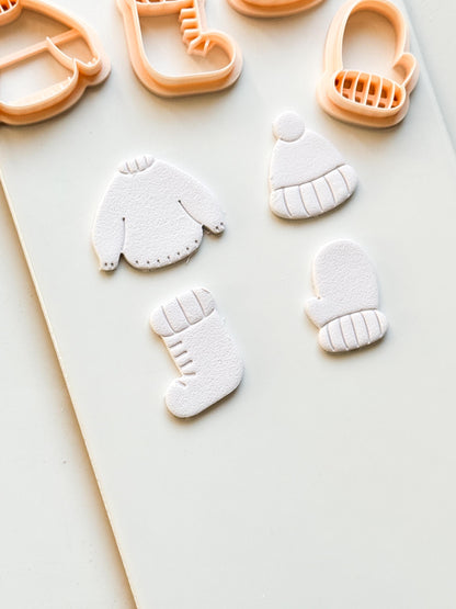 Cozy Season Clay Cutter – Winter Sweater Hat Mitten Sock Design