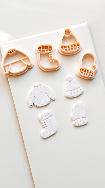 Cozy Season Clay Cutter – Winter Sweater Hat Mitten Sock Design