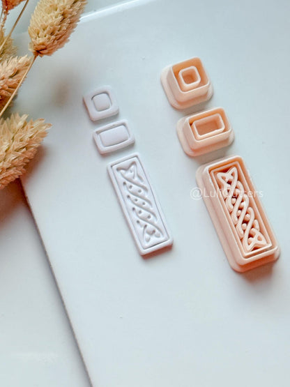 Romy Bar Clay Cutter: Layered Celtic Rectangle Dangle Design