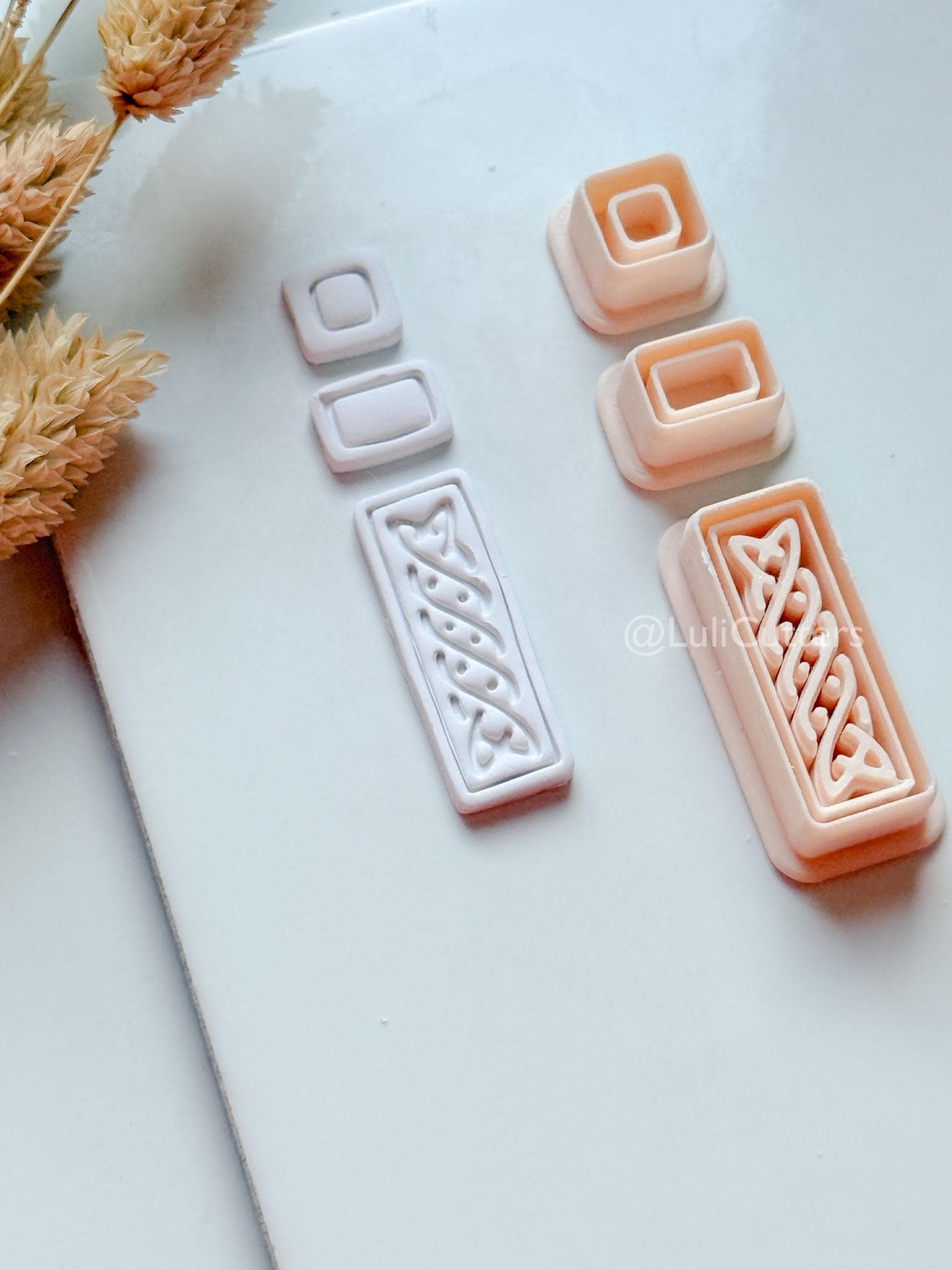 Romy Bar Clay Cutter: Layered Celtic Rectangle Dangle Design