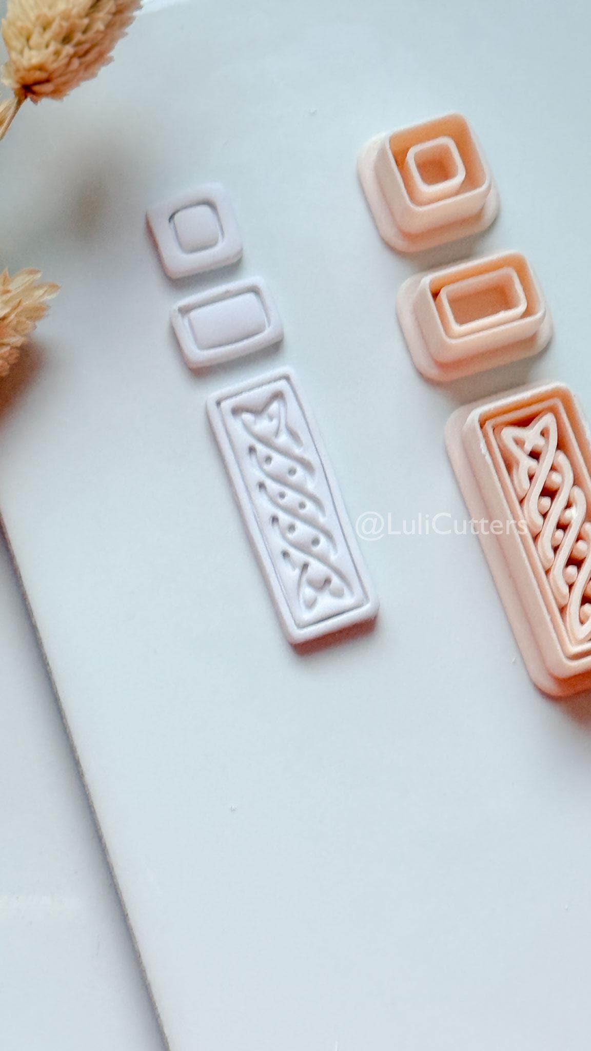 Romy Bar Clay Cutter: Layered Celtic Rectangle Dangle Design