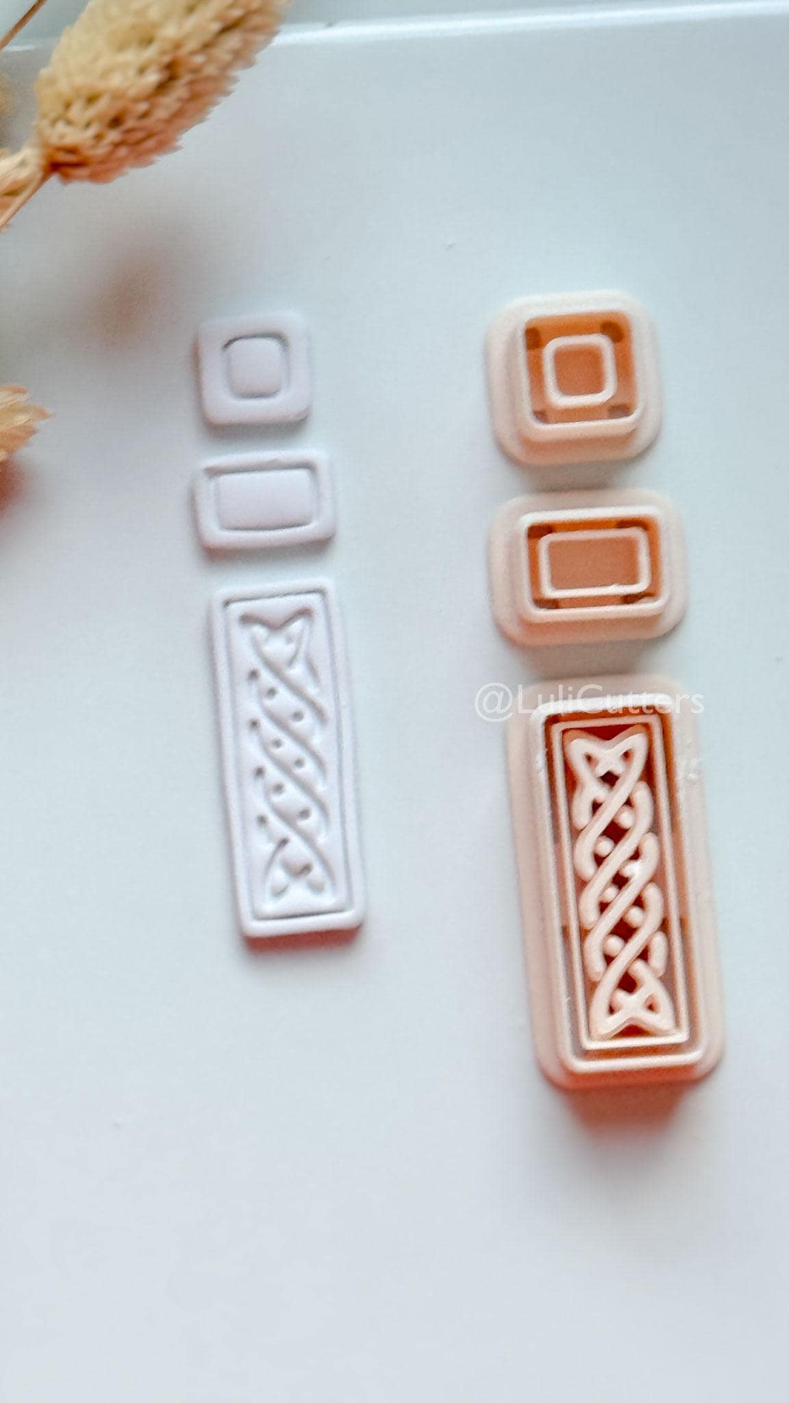 Romy Bar Clay Cutter: Layered Celtic Rectangle Dangle Design