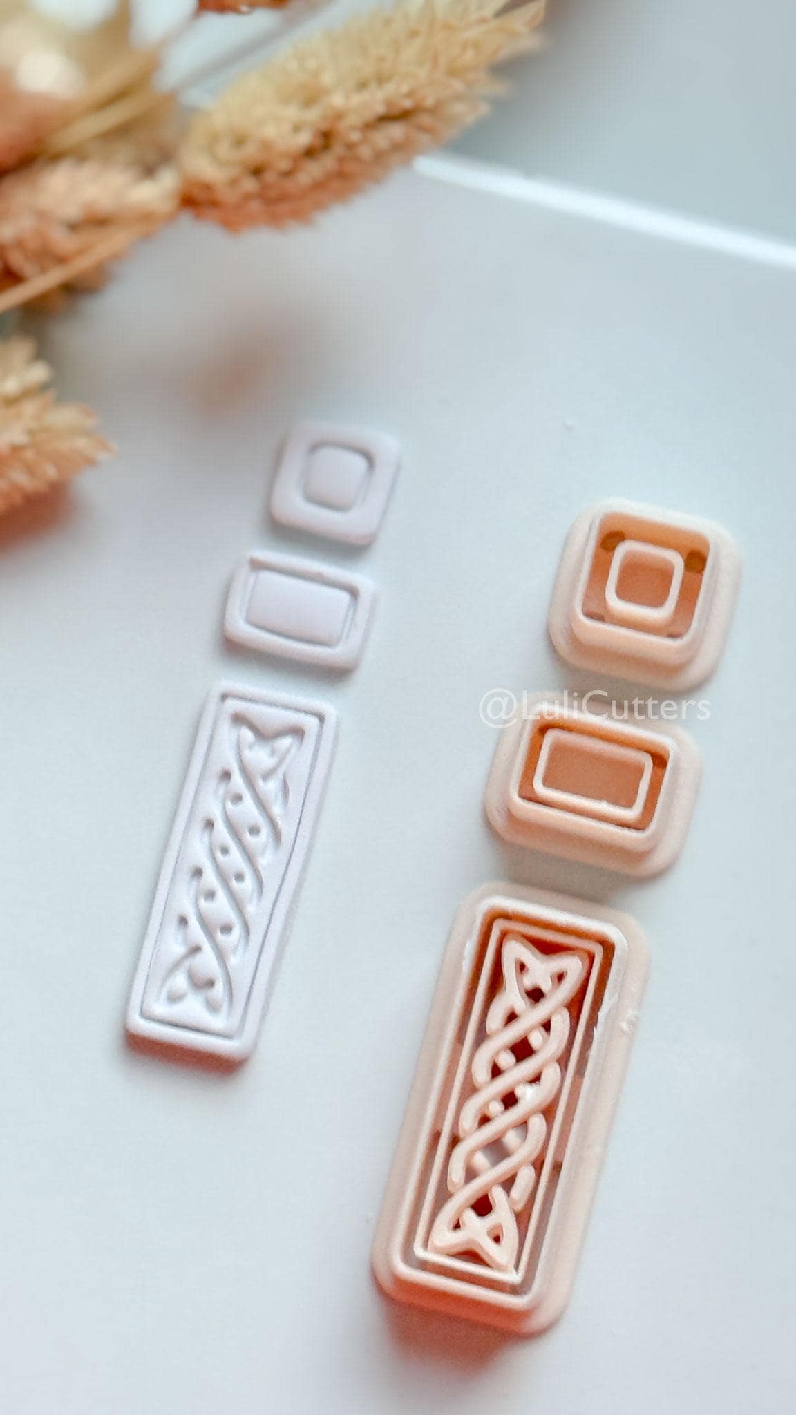 Romy Bar Clay Cutter: Layered Celtic Rectangle Dangle Design