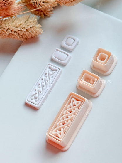 Romy Bar Clay Cutter: Layered Celtic Rectangle Dangle Design