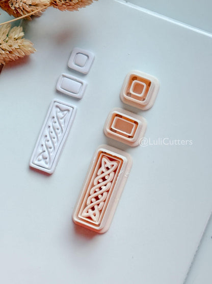 Romy Bar Clay Cutter: Layered Celtic Rectangle Dangle Design