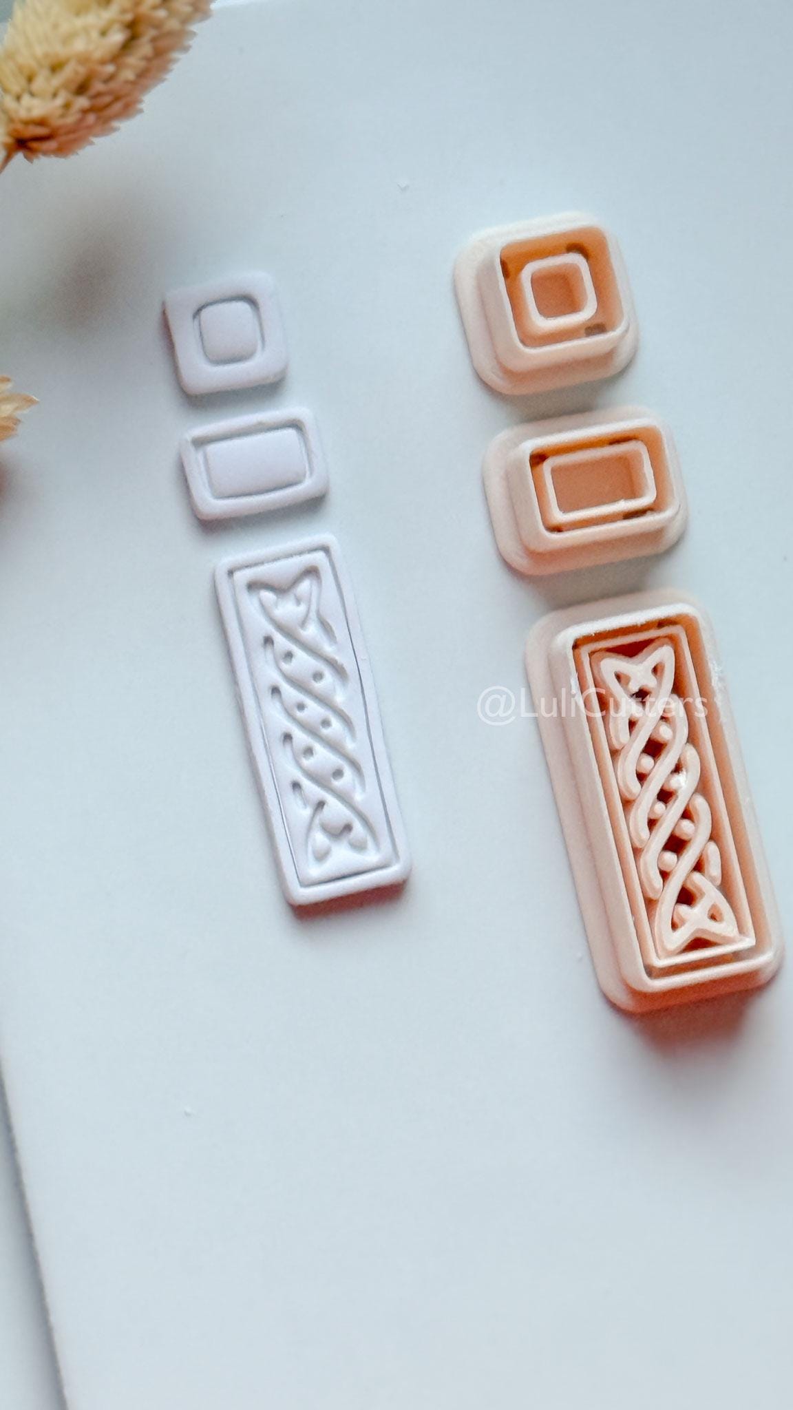 Romy Bar Clay Cutter: Layered Celtic Rectangle Dangle Design