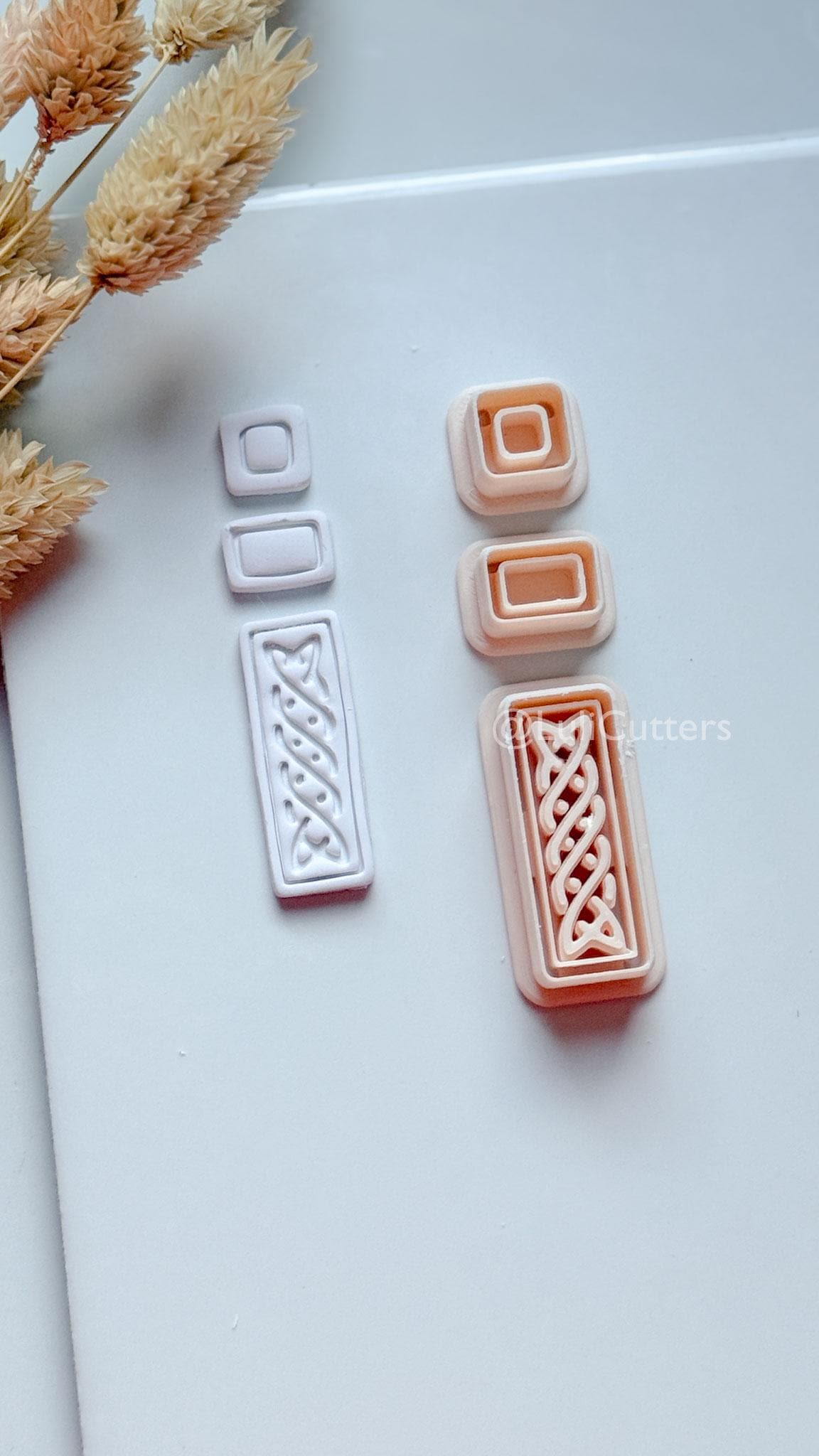 Romy Bar Clay Cutter: Layered Celtic Rectangle Dangle Design