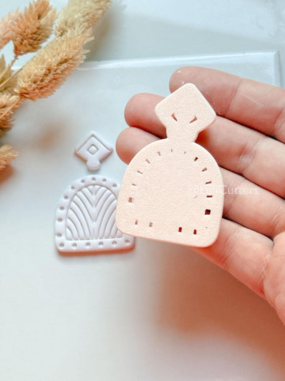 Nura Clay Cutter: Layered Geometric Arch Dangle Design