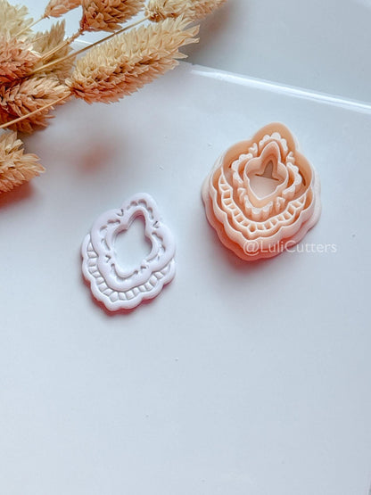 Lace Donna Clay Cutter: Layered Ornamental Teardrop Design