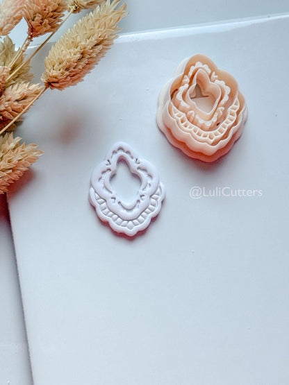 Lace Donna Clay Cutter: Layered Ornamental Teardrop Design