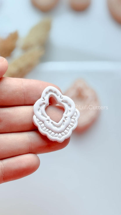 Lace Donna Clay Cutter: Layered Ornamental Teardrop Design