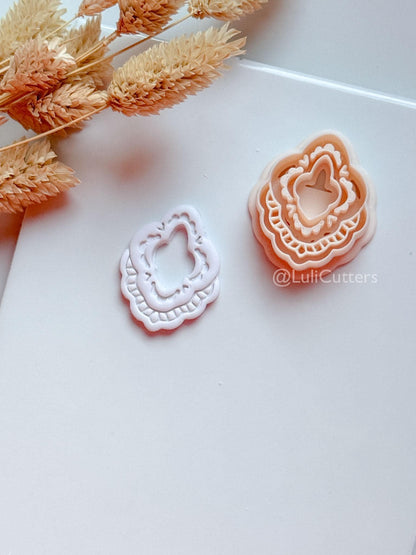 Lace Donna Clay Cutter: Layered Ornamental Teardrop Design