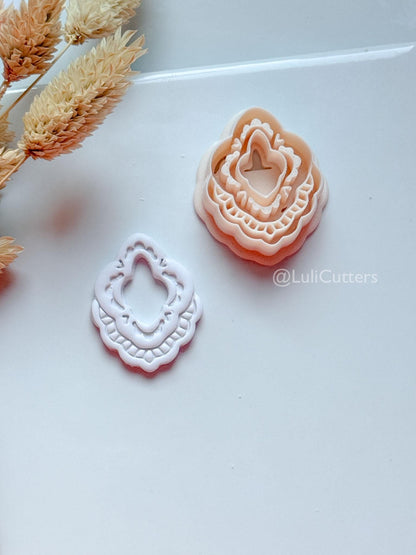 Lace Donna Clay Cutter: Layered Ornamental Teardrop Design