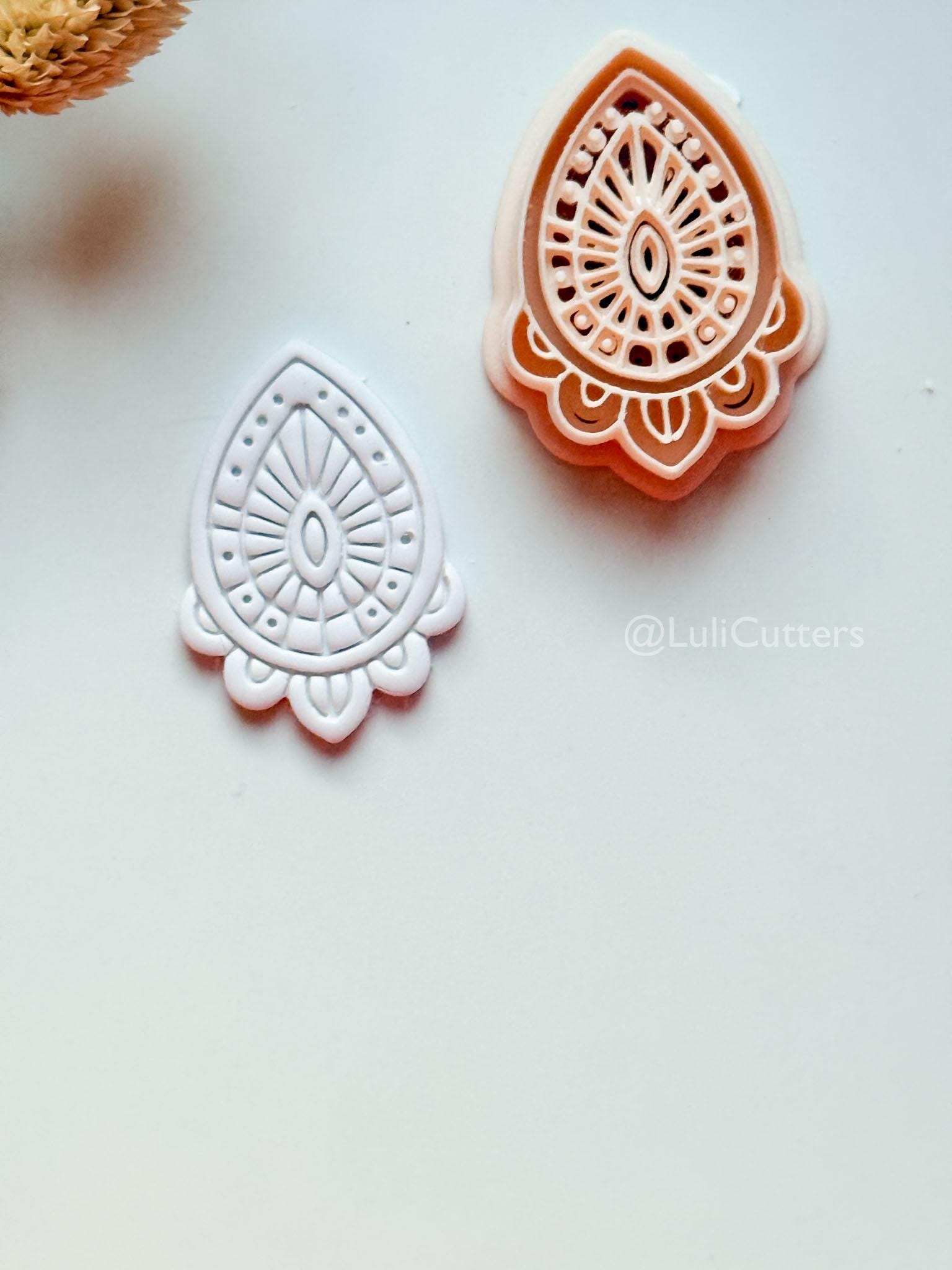 Lume Drop Clay Cutter: Layered Mandala Polymer Clay Earring Shape