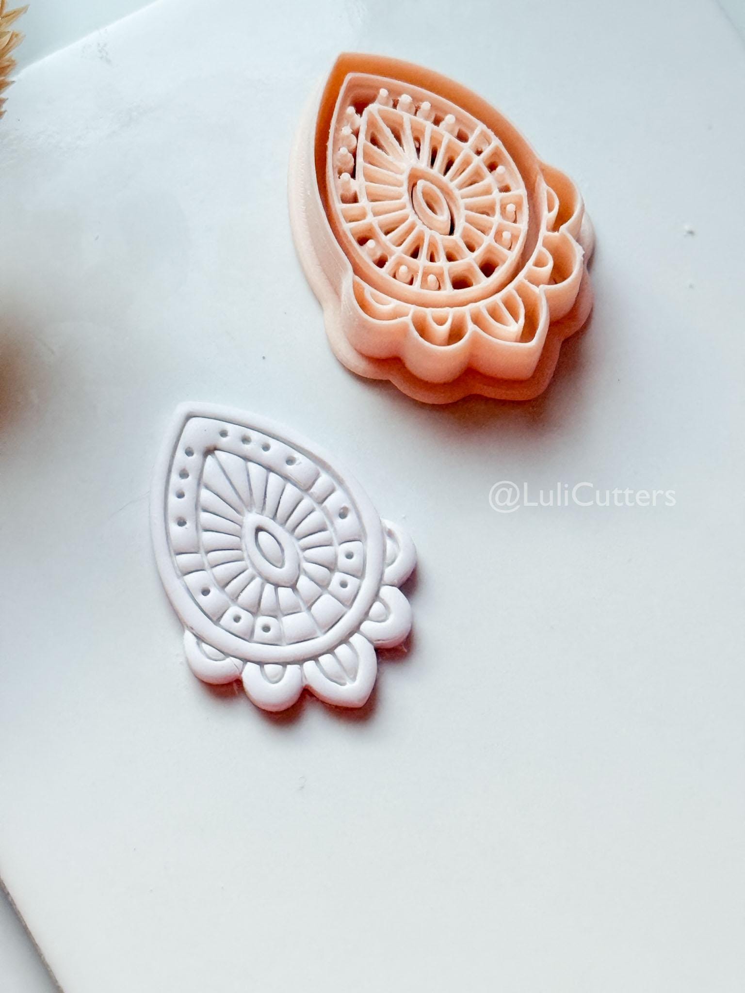 Lume Drop Clay Cutter: Layered Mandala Polymer Clay Earring Shape