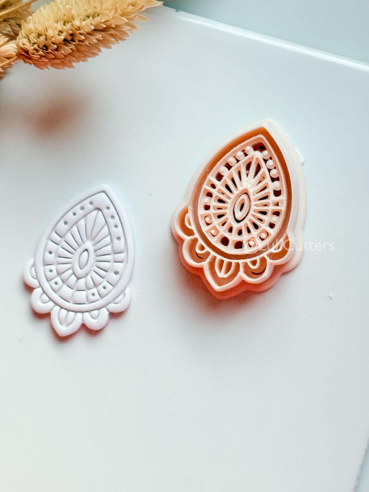 Lume Drop Clay Cutter: Layered Mandala Polymer Clay Earring Shape