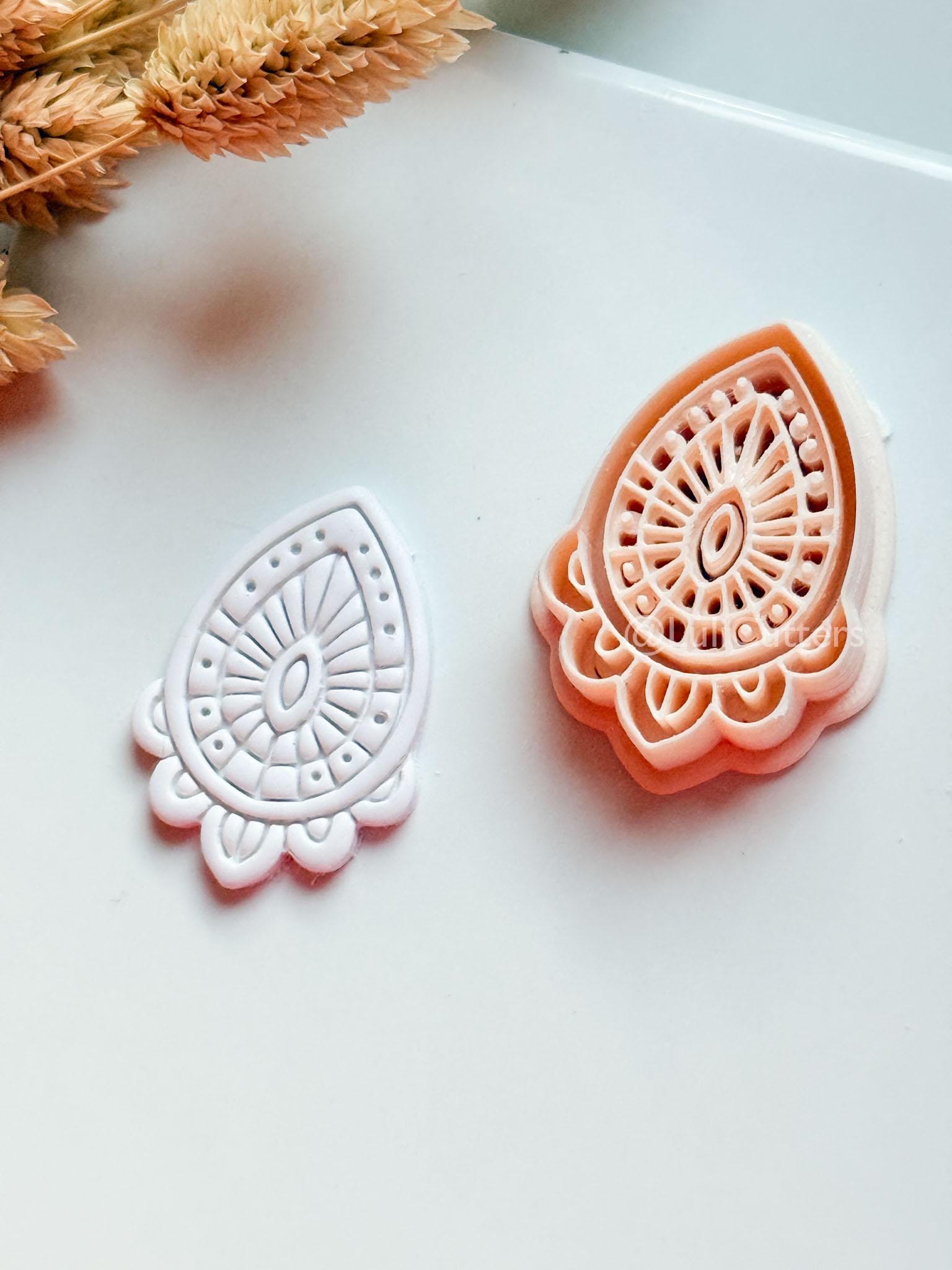 Lume Drop Clay Cutter: Layered Mandala Polymer Clay Earring Shape