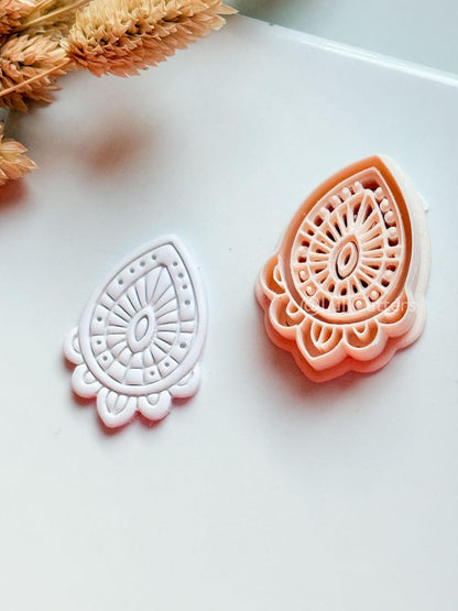 Lume Drop Clay Cutter: Layered Mandala Polymer Clay Earring Shape