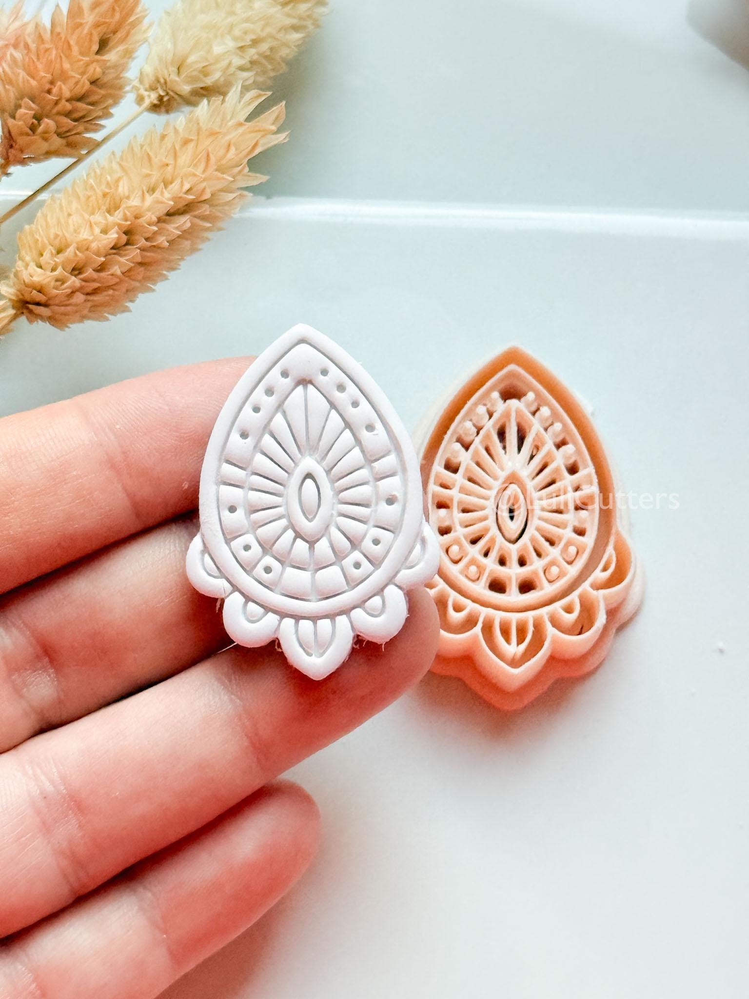 Lume Drop Clay Cutter: Layered Mandala Polymer Clay Earring Shape