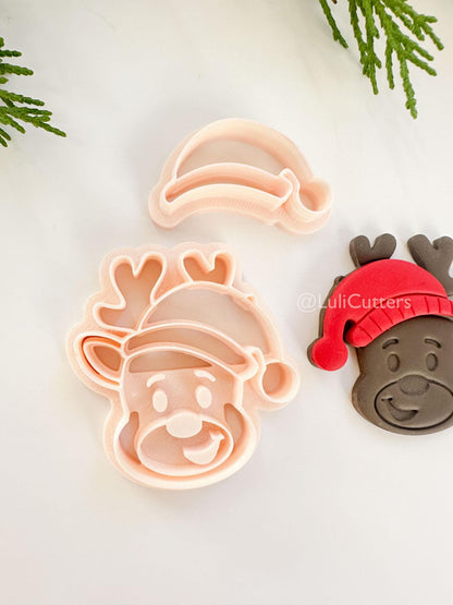 Merry Moose Clay Cutter: Reindeer Christmas Polymer Clay Tool