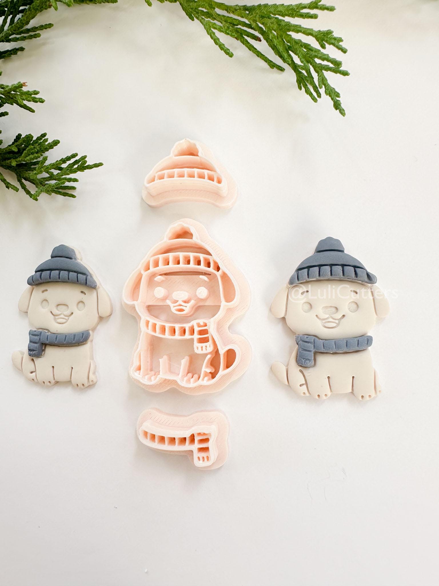 Talvi Pup Clay Cutter: Winter Dog Polymer Clay Tool