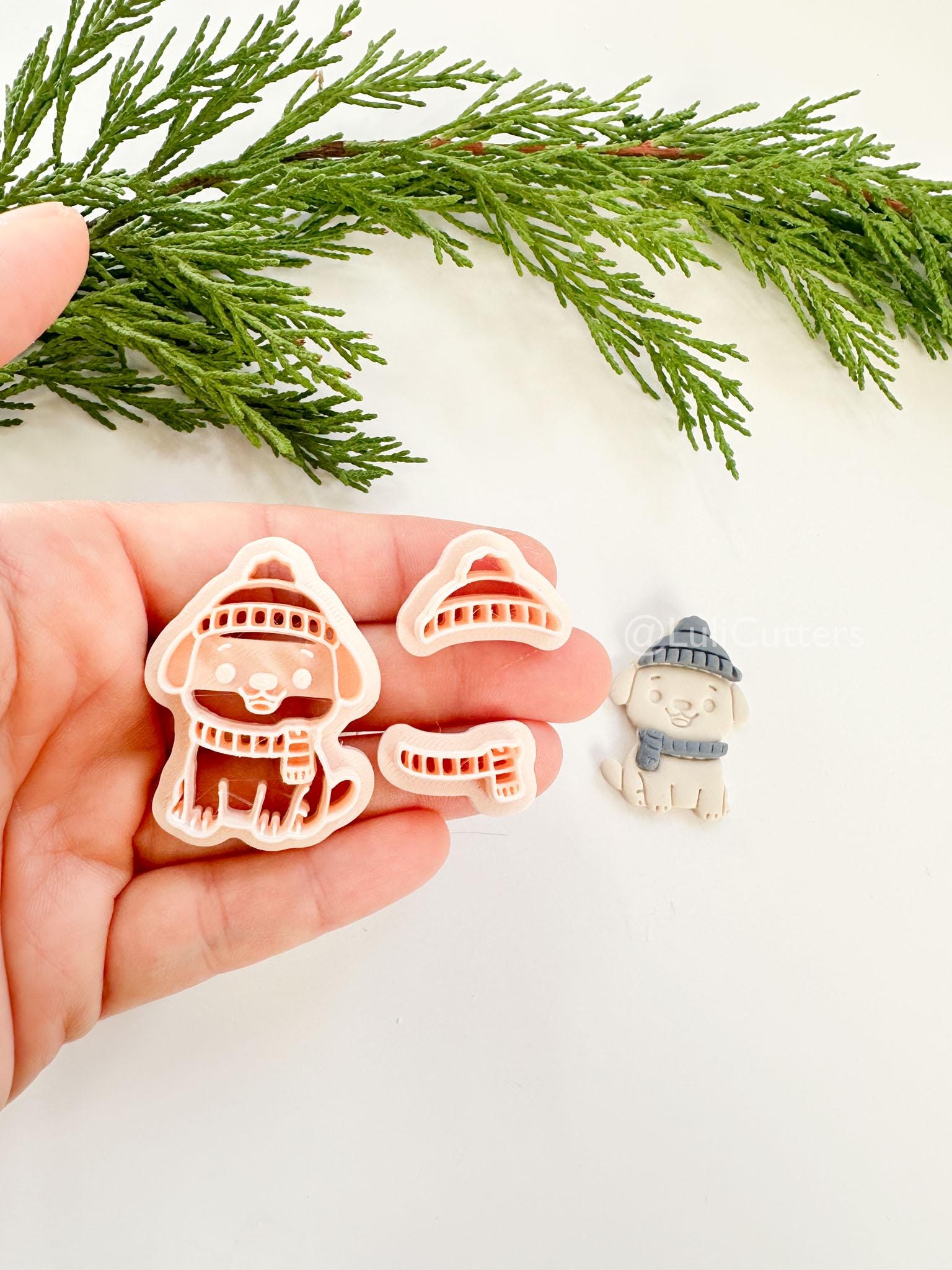 Talvi Pup Clay Cutter: Winter Dog Polymer Clay Tool