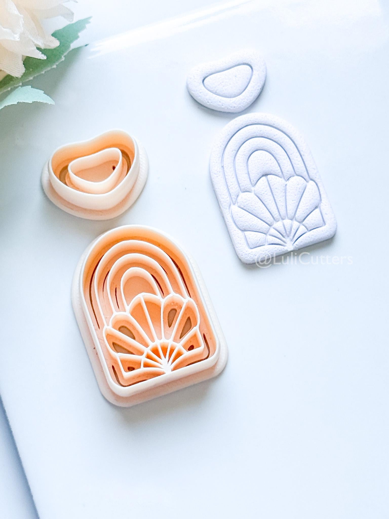 Amber Bloom Polymer Clay Cutter: Floral Arch for Earrings