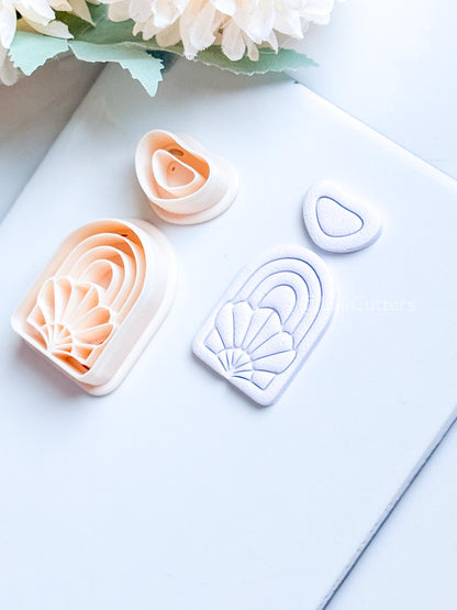 Amber Bloom Polymer Clay Cutter: Floral Arch for Earrings