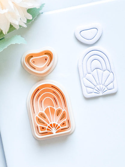 Amber Bloom Polymer Clay Cutter: Floral Arch for Earrings