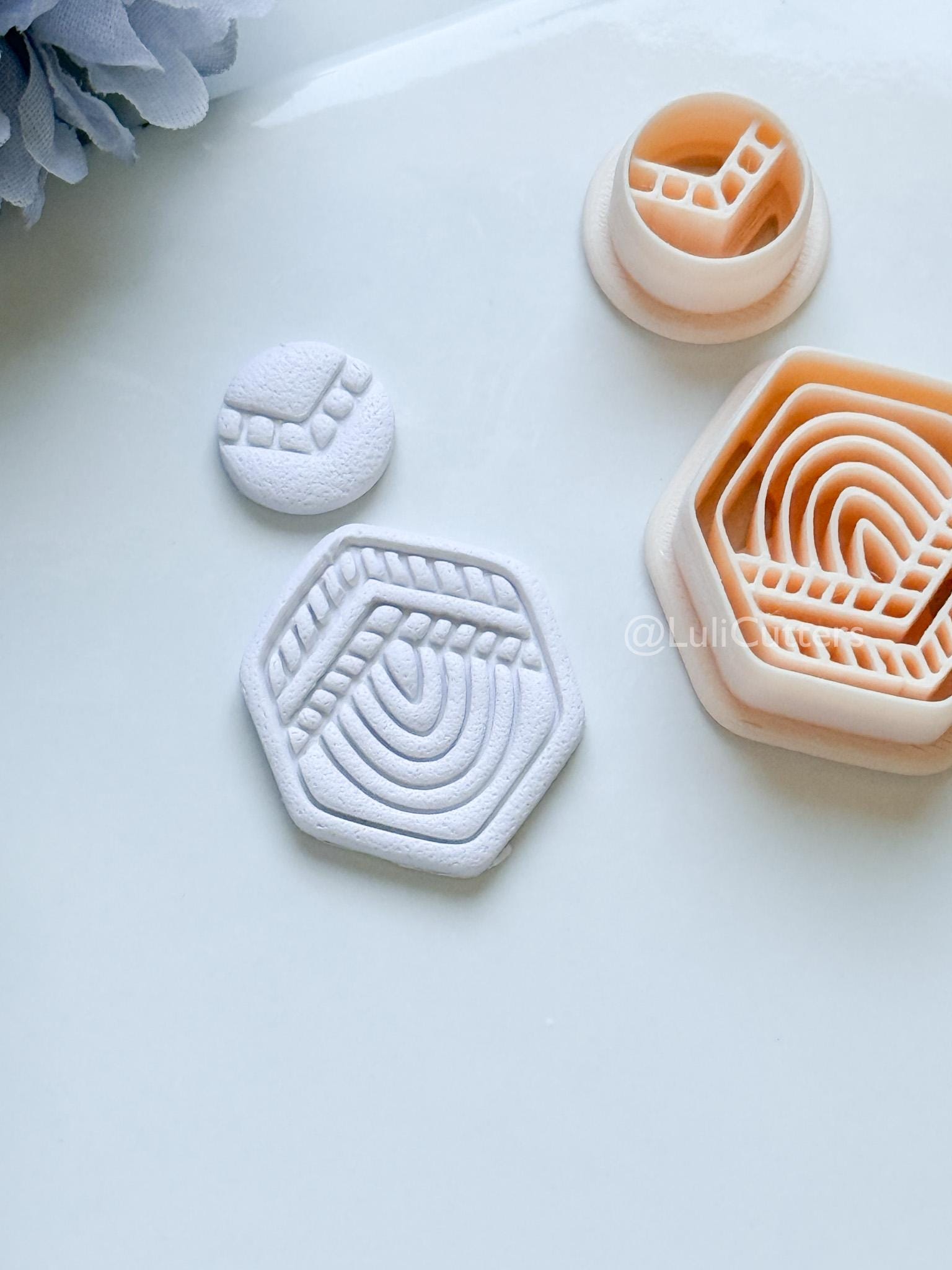 Boho Lines Polymer Clay Cutter: Geometric Layered Design for Earrings