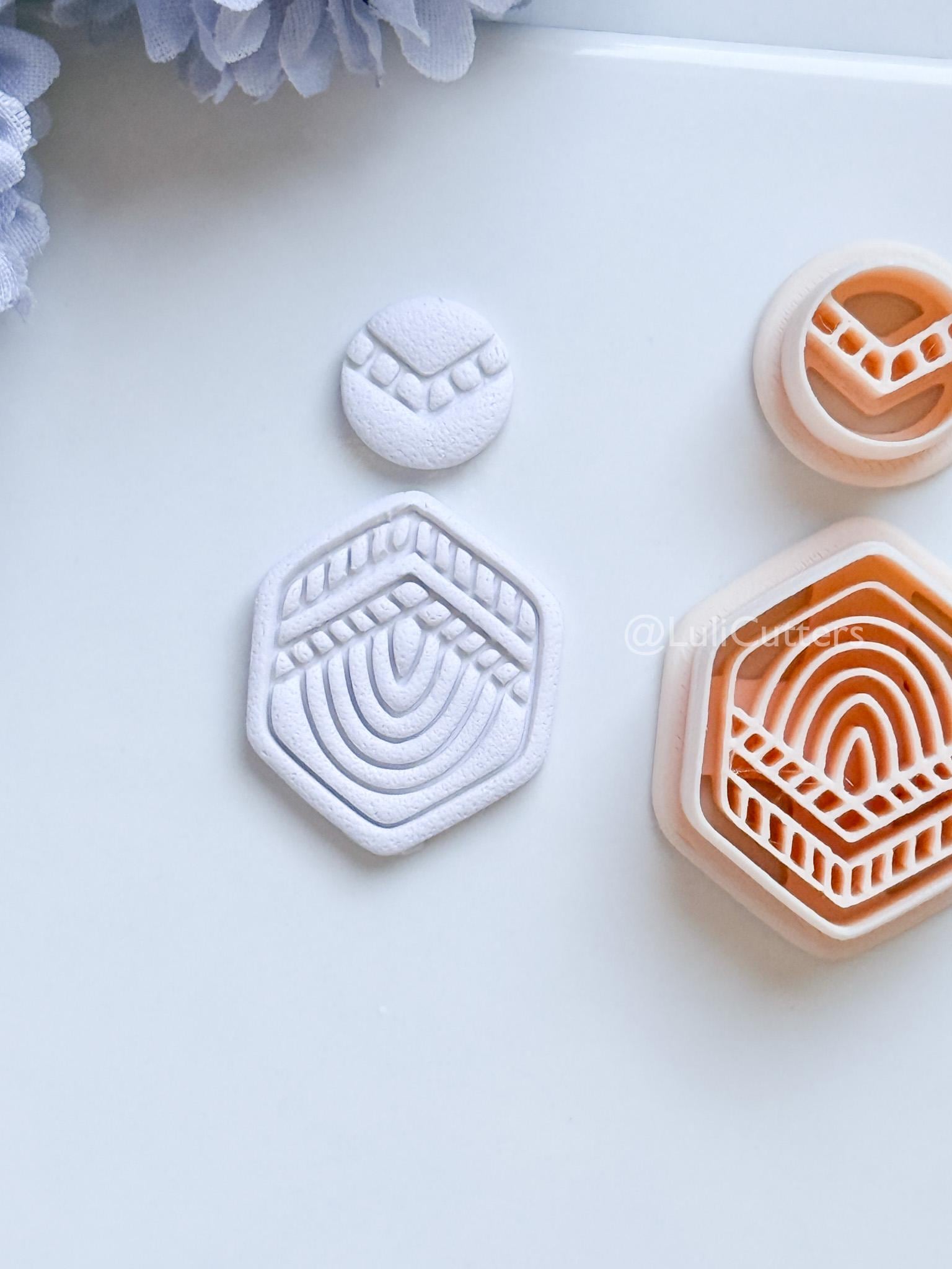 Boho Lines Polymer Clay Cutter: Geometric Layered Design for Earrings